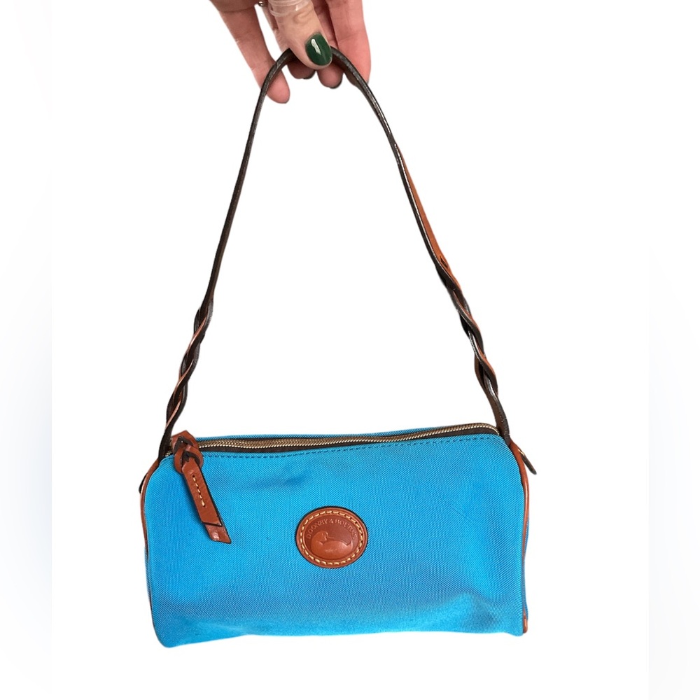 Dooney & Bourke Cobalt Blue Nylon and Leather Perfect Shoulder Bag Length
